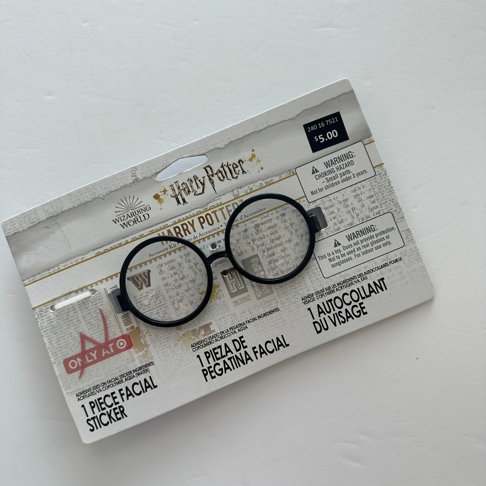 Harry Potter Accessory Kit Black Round Glasses Lightning Bolt Scar Sticker NEW